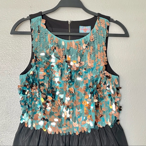 NWT Plenty by Tracy Reese Paillette Flutter Sequin Taffeta Mini Dress Size 8P - Picture 3 of 11